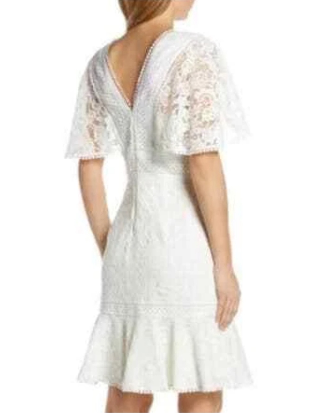 Eliza J Ivory Flounce Lace Dress Size 10 - Picture 7 of 16